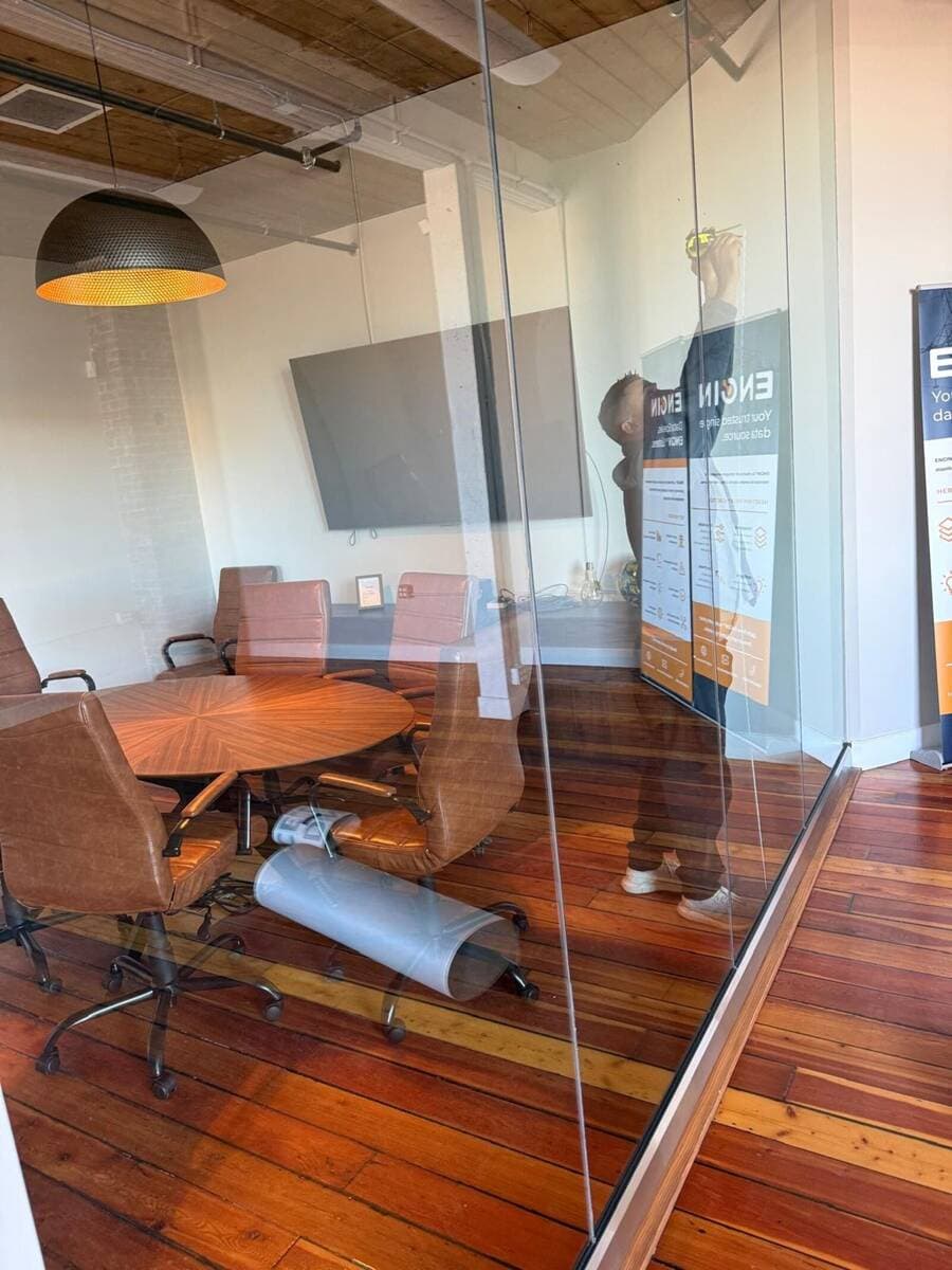 Branded Frosted Office Glass Film — Inglewood, Calgary before film