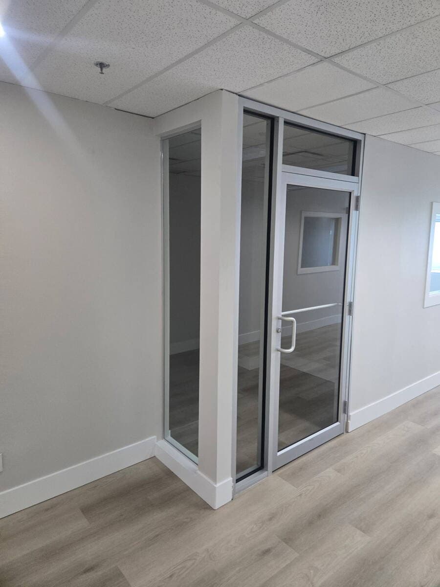 Frosted Office Glass Privacy Film — Vista Heights, Calgary before film